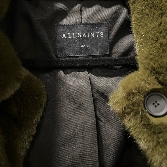All Saints Olive Faux Fur Coat - Picture 2 of 2